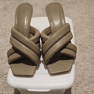 H&M Taupe Mules with Padded Straps 3inch Heels